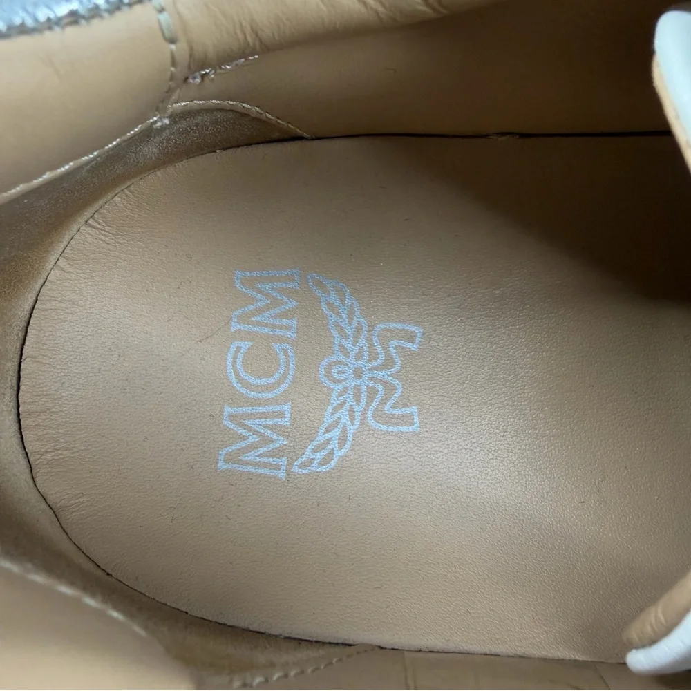 MCM Visetos Low-Top sneakers in white calf leather signature monogram print 37 7